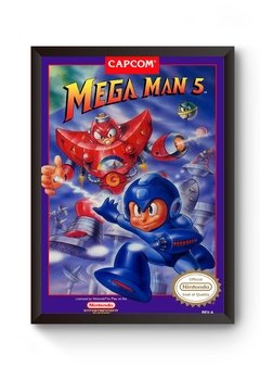 Quadro Capa Game Mega Man 5 Nintendinho Poster Moldurado