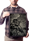 Quadro Mitologia Nórdica Arte Odin vs Fenrir