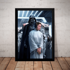 Quadro Decorativo Stars Wars Arte Darth Vader E Leia