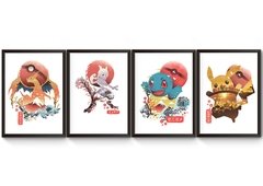 Kit 4 Quadros Arte Pokemon Poster Moldurado