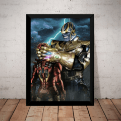 Quadro Poster Moldura Thanos X Homem De Ferro Vingadores