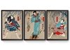 Kit 3 Quadros Ukio-e Atores nos papéis de Doguya Jinza