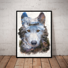 Quadro Decorativo Artistico Lobo Floresta Natureza Animal