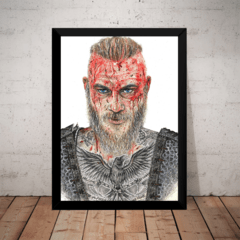 Quadro Vikings Ragnar Lothbrok Tattoo Studio Arte Moldurada