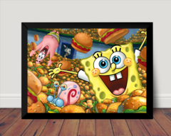 Quadro Bob Esponja Hamburguer De Siri Arte Poster Moldurado