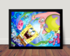 Quadro Bob Esponja Patrick Estrela Arte Poster Moldurado