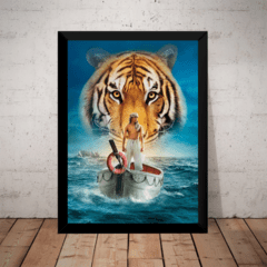 Quadro Filme As Aventuras De Pi Arte Tigre Poster Moldurado