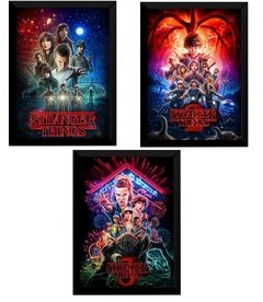 Kit 3 Quadros Stranger Things Posters Moldurados Temporadas