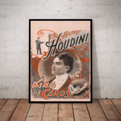 Quadro Decorativo Houdini Ilusionista Retro Cartaz Moldurado