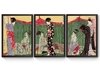 Kit 3 Quadros Ukio-e Mulher com Visitas