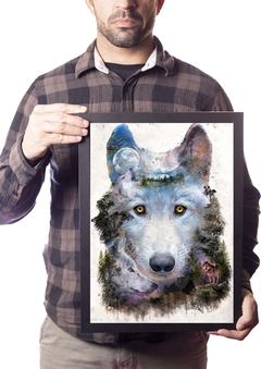 Poster com Moldura A3 Animal Surreal Lobo