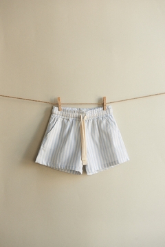 Short con bolsillos • Rayado (blanco y celeste) - comprar online