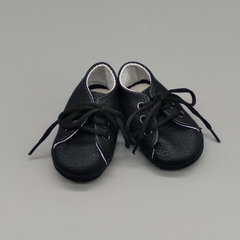 Zapatos BBS Talle 15 (10 cms suela) cuero negro acordonado
