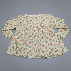 Remera Little Akiabara Talle 3 meses algodón color cremita con florcitas verdes - comprar online