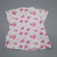 Bata Minimimo Talle M (equivalente 6-9 meses) algodón blanco con florcitas rosas - comprar online