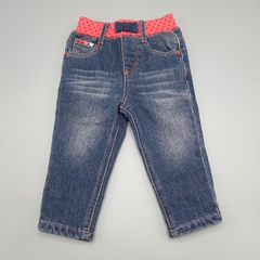 Jeans Opaline Talle 9 meses (largo 41 cm) azul elastico rojo a lunares