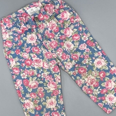 Pantalón Cande Talle 3 meses celeste claro floreado (36 cm largo) - comprar online