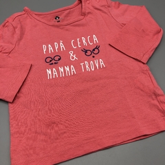 Segunda Selección - Remera Z Talle 6 meses algodón fucsia caritas MAMA PAPA - tienda online