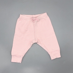 Segunda Selección - Legging Baby GAP Talle 0-3 meses algodón rayas rosa blanco moño (27 cm largo)