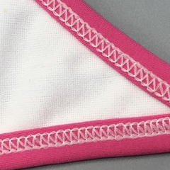 Imagen de Segunda Selección - Bikini NUEVA Talle 2 (12-18 meses) rosa diseño tribal blanco naranja celeste marrón flecos