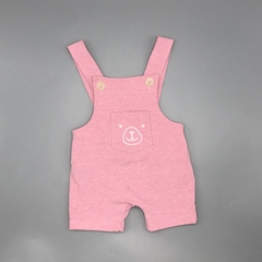 Segunda Selección -Jumper short Pandy Talle S (3-6 meses) algodón rosa jaspeado estampa osito bolsillo