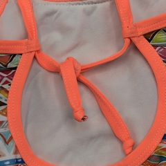 Segunda Selección - Malla NUEVA Talle 2 (12-18 meses) naranja fluor diseño tribal blanco verde marrón rosa