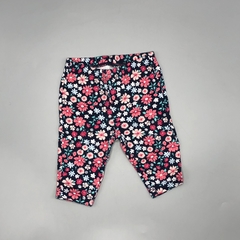Legging Carters Talle 3 meses algodón azul oscuro mini florcitas rosa fucsia (25 cm largo)