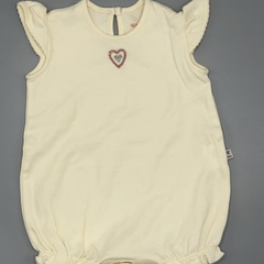 Enterito Wanama Talle 0-3 meses algodón color crudo corazoncito bordado brillo frunces - comprar online