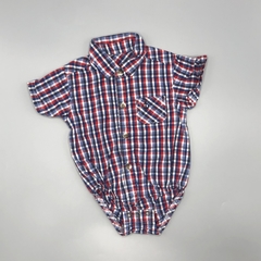 Camisa body Crayón Talle M (6-9 meses) cuadrillé rojo azul negro blanco ancla