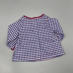 Camisa NUEVA Talle 1 (12 meses ) cuadrillé blanco azul fucsia pajarito bordado en internet