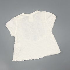 Remera Zara Talle 3-6 meses algodón blanca bordado azul delantero en internet