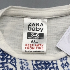 Remera Zara Talle 3-6 meses algodón blanca bordado azul delantero - Baby Back Sale SAS