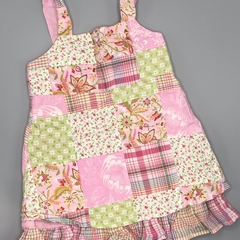 Vestido Baby GAP Talle -6 meses batista cuadros combinados flores rosa verde - comprar online
