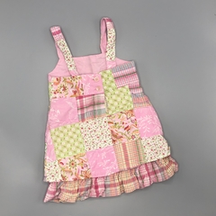 Vestido Baby GAP Talle -6 meses batista cuadros combinados flores rosa verde en internet