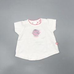 Remera Minimimo Talle S (3-6 meses) algodón blanco WITH LOVE rosA brillos plateados