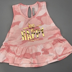 Musculosa Minimimo M (6-9 meses) algodón camuflado rosa letras doradas volados - comprar online
