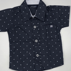 Camisa Minimimo Talle L (9-12 meses) batista azul oscuro mini figuras - comprar online