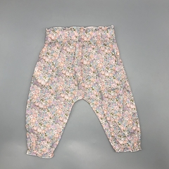 Pantalón Baby Cottons Talle 12 meses fibrana blanco florcitas rosa lila celeste frunce (41 cm largo) en internet