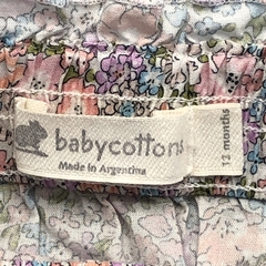 Pantalón Baby Cottons Talle 12 meses fibrana blanco florcitas rosa lila celeste frunce (41 cm largo) - Baby Back Sale SAS