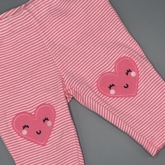 Segunda Selección - Legging Carters Talle 0 meses rayas rosas - corazones en rodillas - Largo 27cm - comprar online
