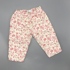 Pantalón Baby Cottons Talle 9 meses flores rosas - Largo 36cm