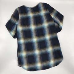 Segunda Selección - Camisa vestido GAP Kids Talle XS (4-5 años) fibrana cuadrillé azul oscuro verde volados en internet