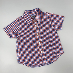 Camisa Little Akiabara Talle 9 meses cuadrillé azul blanco rojo