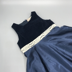 Segunda Selección - Vestido Cardon Gurises Talle 1 años seda combinada gamuza azul oscuro puntilla - comprar online