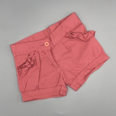 Short Cheeky Talle L (9-12 meses) rosa gabardina - bolsillos con volados