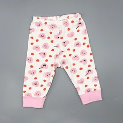 Segunda Selección - Legging Grisino Talle 1-3 meses algodón blanco corazones rosa (31 cm largo)