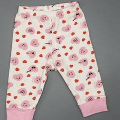 Segunda Selección - Legging Grisino Talle 1-3 meses algodón blanco corazones rosa (31 cm largo) - comprar online