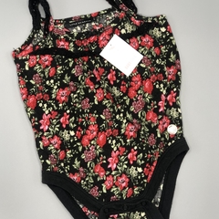 Body Little Akiabara Talle 0-3 meses algodón negro flores rojas volados puntilla hombros - comprar online