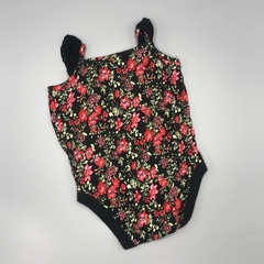 Body Little Akiabara Talle 0-3 meses algodón negro flores rojas volados puntilla hombros en internet