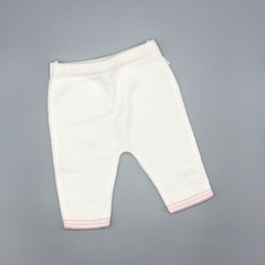 Set Magdalena Espósito Talle 0 meses tejido blanco lunares lineas rosa (gorro y jogging 31 cm largo) - comprar online